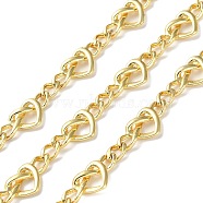 Rack Plating Brass Heart Link Chains, Figaro Chains, Soldered, with Spool, Cadmium Free & Lead Free, Real 18K Gold Plated, 20x8.5x2.5mm, 7x4.5x1.5mm(CHC-C005-10G)