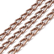 Oval Oxidation Aluminum Curb Chains, Unwelded, with Spool, Coffee, Link: 11x6x1.7mm, about 30m/roll(CHA-G001-11A-C)
