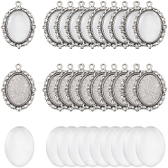 DIY Blank Oval Dome Pendant Making Kit, Including Alloy Pendant Settings with Rhinestone, Glass Cabochons, Antique Silver, 60Pcs/bag(DIY-SC0023-73)