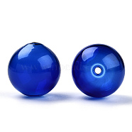 Handmade Blown Glass Beads, Round, Blue, 20x20mm, Hole: 1.7~2mm(BLOW-T001-32C-01)
