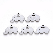 304 Stainless Steel Pendants, Laser Cut, Elephant, Stainless Steel Color, 12x17x1mm, Hole: 1.4mm(STAS-N092-54)