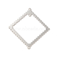 Brass Chandelier Component Links, Lace Edged Rhombus Links, 925 Sterling Silver Plated, 36x34x0.9mm, Hole: 1.4mm(KK-P259-14S)