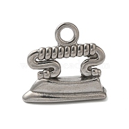 304 Stainless Steel Pendants, Electric Iron Charms, Stainless Steel Color, 17x18x6mm, Hole: 2.5mm(STAS-N103-45P)