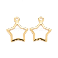 201 Stainless Steel Charms, Star, Real 24k Gold Plated, 13x11x0.8mm, Hole: 1.2mm(STAS-K217-05G)