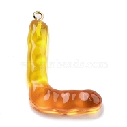 Resin Pendant, with Iron Ring Finding, Letter A~Z, Letter L, 39.5x26x7mm, Hole: 2mm(FIND-Q107-01L-01)