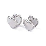 Brass Heart Hoop Earrings for Women, Platinum, 12.5x14x12.5mm, Pin: 1mm(EJEW-P215-05P)
