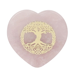 Natural Rose Quartz Love Heart Figurines Statues for Home Office Desktop Decoration, Tree of Life, 60x60mm(PW-WG82905-01)