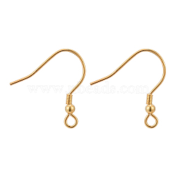 925 Sterling Silver Earring Hooks, Golden, 17x2.5x19mm, Hole: 1.5mm, 21 Gauge, Pin: 0.7mm(STER-E041-12B)