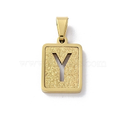 304 Stainless Steel Alphabet Pendants, Real 18K Gold Plated, Rectangle Charm, Letter Y, 17.5x12x2mm, Hole: 7.5x3.5mm(STAS-S152-01G-Y)