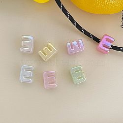UV Plating Acrylic Alphabet Beads, Large Hole Beads, Imitation Jelly, Iridescent, Letter E, 19.8~21x8.7~20.5x13.6~13.8mm, Hole: 6.3mm(OACR-N163-42E)