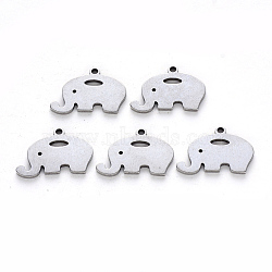 Tarnish Resistant 304 Stainless Steel Pendants, Laser Cut, Elephant, Stainless Steel Color, 12x17x1mm, Hole: 1.4mm(STAS-N092-54)