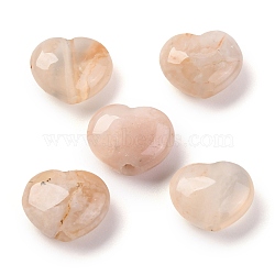 Natural Cherry Blossom Agate Beads, Heart, 8.5x10.5x5mm, Hole: 1mm(G-K369-03G)