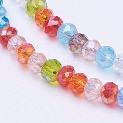 Electroplate Glass Bead Strands, Faceted, Rondelle, Mixed Color, 3x2mm, Hole: 0.5mm, about 120~125pcs/strand, 13.78~14.17 inch(EGLA-J047-3x2mm-46)