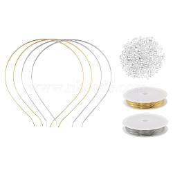 DIY Imitation Pearl Hair Band  Making Kits, 20Pcs Iron Hair Band Findings, 1000Pcs ABS Plastic Round Beads, 2 Rolls Copper Jewelry Wire, Mixed Color, Beads: 3~8mm, Hole: 1.4~2.3mm, 1000pcs/set(DIY-LS0003-76)