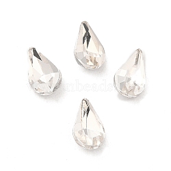 Glass Rhinestone Cabochons, Pointed Back & Back Plated, Faceted, Teardrop, Clear, 6x3.5x2mm(GLAA-B012-14)