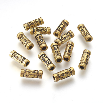Tibetan Style Alloy Tube Beads, Cadmium Free & Lead Free, Antique Golden, 13x5mm, Hole: 2.5mm