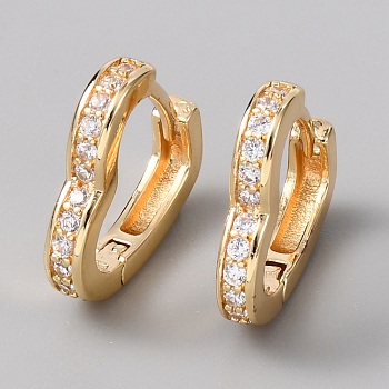 Brass Hoop Earrings, Heart, Golden, 14.5x14x3mm