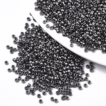 Electroplate Glass Seed Beads, Fit for Machine Eembroidery, Metallic Colours, Round, Black Plated, 2.5x1.5mm, Hole: 1mm, about 20000pcs/bag