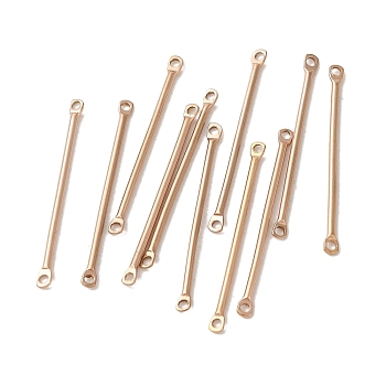 Ion Plating(IP) 304 Stainless Steel Connector Charms, Bar Links, Rose Gold, 25x2x1mm, Hole: 1mm