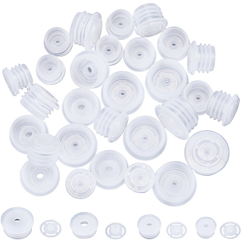 80 Sets 4 Styles Plastic Dustproof Bottle Stoppers, for Wine Bottle, White, 13~19.5x10~11mm, 20 sets/style