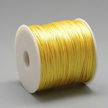 Nylon Thread, Rattail Satin Cord, Gold, about 1mm, about 76.55 yards(70m)/roll