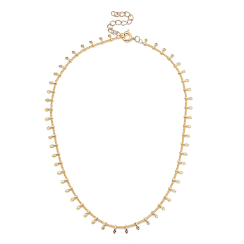 Brass Curb Chain Necklaces, with Charms and Spring Ring Clasps, Golden, 14.17 inch(36cm), 1.2mm