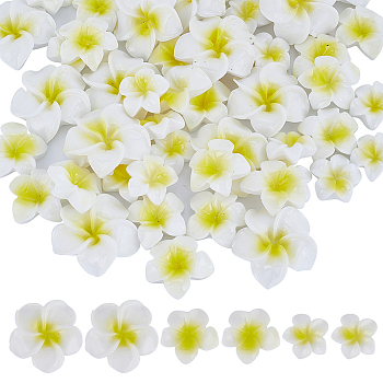 60Pcs 3 Styles Opaque Resin Cabochons, Flower, Yellow, 15.5~26x17~27x6~7.5mm, 20pcs/style