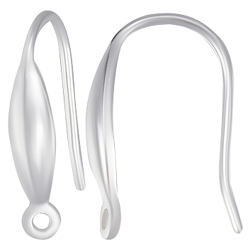 5 Pairs 925 Sterling Silver Earring Hooks, with Horizontal Loops, Teardrop, Stainless Steel Color, 15.5~16.5x9x3.3mm, Hole: 1.2mm, 20 Gauge, Pin: 0.8mm