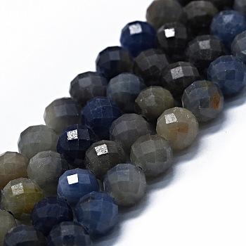 Natural Sapphire Beads Strands, Faceted(64 Facets), Round, 6.5mm, Hole: 0.9mm, about 59~60pcs/strand, 15.16 inch(38.5cm)