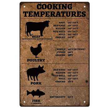 Vintage Metal Tin Sign, Iron Wall Decor for Bars, Restaurants, Cafes Pubs, Rectangle, Cooking Thermometer Pattern, Other Animal, 300x200x0.5mm