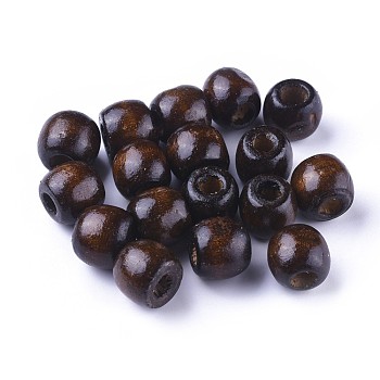 Dyed Natural Wood Beads, Barrel, Lead Free, Brown, 11x12mm, Hole: 5~6mm