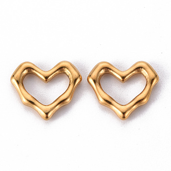 304 Stainless Steel Linking Rings, Heart, Golden, 13x15x2.5mm, Inner Diameter: 5X9.5mm