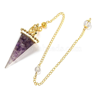 Natural Amethyst Chip & Resin Dowsing Pendulum Big Pendants(G-H293-02G-06)-2