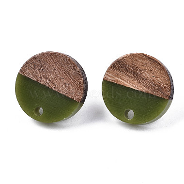 Accessoires de boucles d'oreilles en résine opaque et bois de noyer(MAK-N032-008A-B03)-2