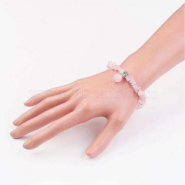 Naturel rose de bracelets de perles de quartz(BJEW-JB02737-01)-4