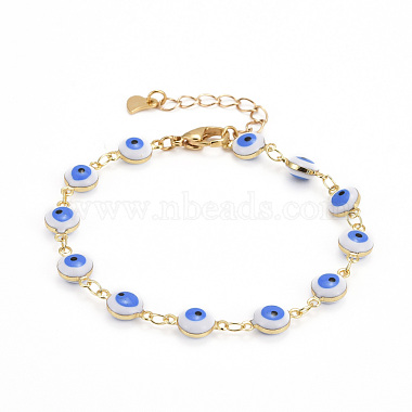 Bracelets et colliers chaîne à maillons mauvais œil en laiton émaillé ensembles de bijoux(SJEW-JS01191)-8