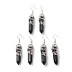 Natural Obsidian Bullet with Flower Dangle Earrings(EJEW-G300-02P-06)-1