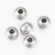 202 Stainless Steel Textured Beads, Rondelle, Stainless Steel Color, 6x5mm, Hole: 2mm(STAS-K154-C-72P)