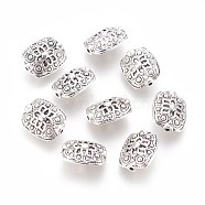 Tibetan Style Alloy Beads, Lead Free & Cadmium Free, Rectangle, Antique Silver, about 11mm wide, 13mm long, 6.5mm thick, hole: 1.5mm(LF5179Y)