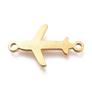 304 Stainless Steel Links Connectors, Laser Cut, Plane Shape, Golden, 12x20x1mm, Hole: 1.5mm(STAS-O128-14G)