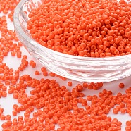 Baking Paint Glass Seed Beads, Orange Red, 12/0, 1.5~2mm, Hole: 0.5~1mm, about 30000pcs/bag(SEED-S001-K4)