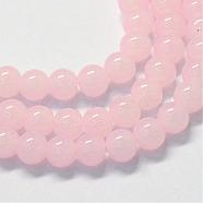 Baking Painted Imitation Jade Glass Round Bead Strands, Pink, 10~10.5mm, Hole: 1.5mm, about 80~85pcs/strand, 31.4 inch(DGLA-Q021-10mm-02)