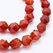 Natural Carnelian Beads Strands, Dyed & Heated, Faceted, Star Cut Round Beads, 7.5~8x6.5~7mm, Hole: 1mm, about 48pcs/strand, 15.1 inch(G-K260-06B)