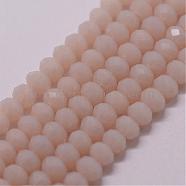 Imitation Jade Glass Bead Strands, Rondelle, Faceted, PeachPuff, 2~3x2mm, Hole: 1mm, about 200pcs/strand, 17.32 inch(GLAA-K013-02)