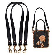 PU Leather Bag Handles, with Swivel Eye Bolt Snap Hooks, Black, 60.2x1.8x0.4cm(FIND-WH0137-66B)