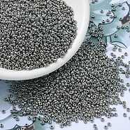 MIYUKI Round Rocailles Beads, Japanese Seed Beads, 11/0, Metallic Colours, (RR190) Nickel Plated, 2x1.3mm, Hole: 0.8mm, about 1111pcs/10g(X-SEED-G007-RR0190)