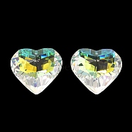 Electroplate Glass Charms, Faceted, for Chandelier Crystal Hanging Pendants, Heart, Clear AB, 43.5x45.5x26mm, Hole: 1.8mm(EGLA-M028-01B)