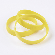 Silicone Wristbands Bracelets, Cord Bracelets, Yellow, 2-1/2 inch(63mm), 12x2mm(X-BJEW-J176-19)