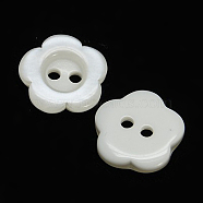 White Flower Resin Buttons, Dyed, 15x3mm, Hole: 1mm(X-RESI-D031-15mm-01)