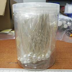 Iron Hair Forks, with Rhinestone/Plastic/Lampwork, Flower/Round, Silver, 67~72mm, 72pcs/box(OHAR-PH0001-11)